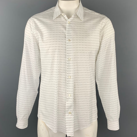 LOUIS VUITTON Size XL White Print Cotton Button Up Long Sleeve Shirt