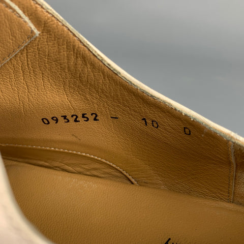 GUCCI Talla 11 Zapatos con cordones y puntera de lona desgastada color crema y beige