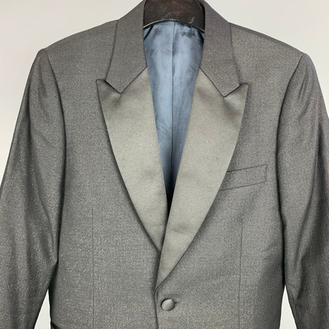 PAUL SMITH Soho Size 38 Regular Black Metallic Wool Blend Peak Lapel Tuxedo Suit