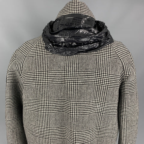 MONCLER  Size 44 Black & White Plaid Wool Down Filled Jacket