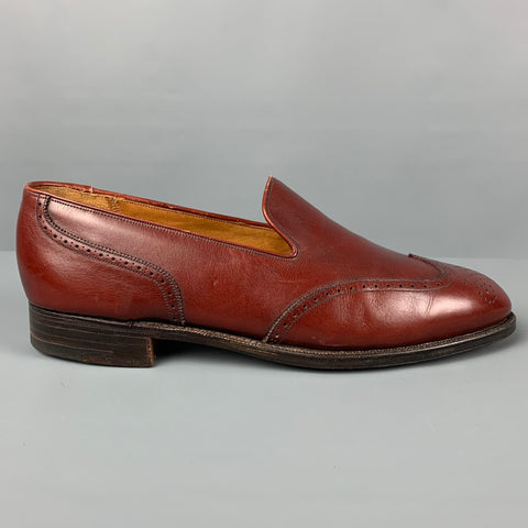 WILDSMITH Size 8.5 Burgundy Perforated Leather Wingtip Loafers
