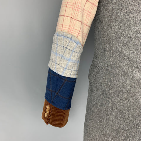 COMME des GARCONS HOMME PLUS FW 2016 Size S Grey Multi-color Mixed Fabrics Coat