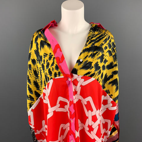 MSGM Size 4 Multi-Color Mixed Fabric Polyester Oversized Blouse