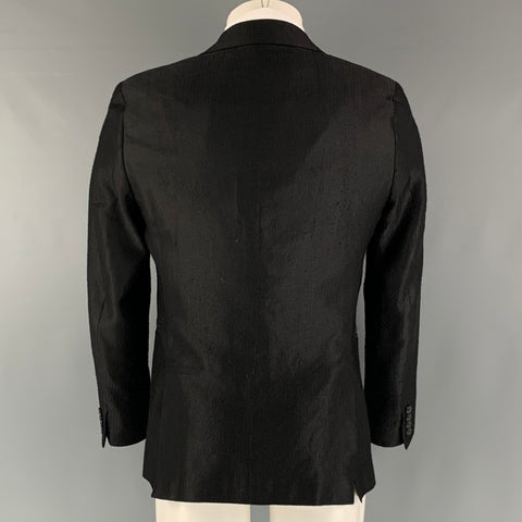 EMPORIO ARMANI Size 38 Black Solid Acetate Wool Notch Lapel Sport Coat