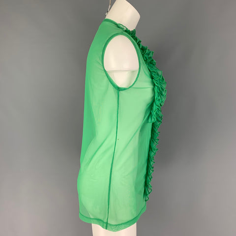 DRIES VAN NOTAN Talla L Top Vestido Sin Mangas Volantes Poliamida Verde