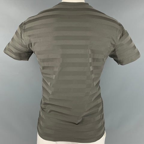 EMPORIO ARMANI Size XL Green Stripe Cotton Short Sleeve T-shirt