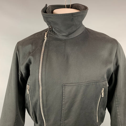 DRIES VAN NOTEN Size S Black Cotton Back Belt Cropped Jacket