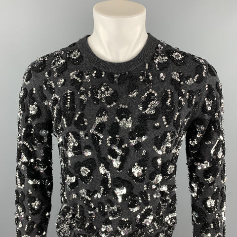 MICHAEL KORS COLLECTION Size S Charcoal & Black Cashmere Sweater