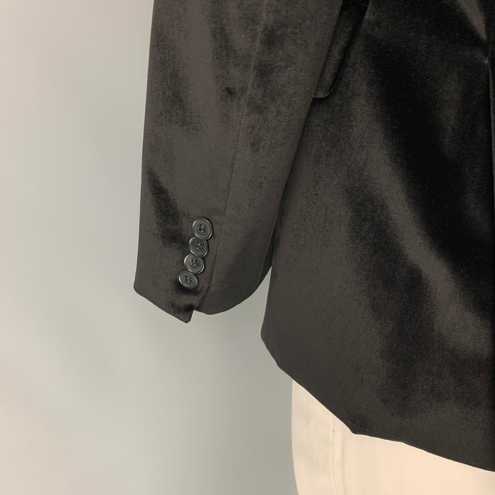VERSUS by GIANNI VERSACE Size 40 Black Cotton Blend Velvet Sport Coat