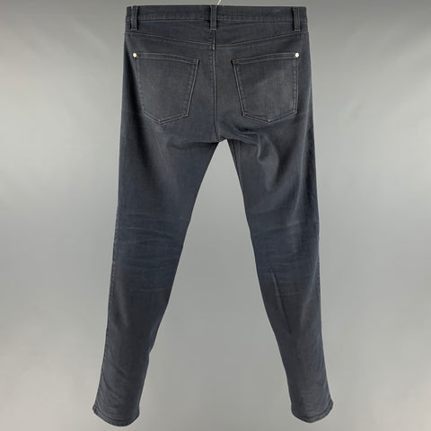 ACNE STUDIOS Taille 32 Jean droit cinq poches en coton élasthanne gris anthracite