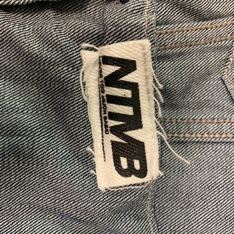 FAITH CONNEXION Size XS Indigo Print Denim Trucker Jacket