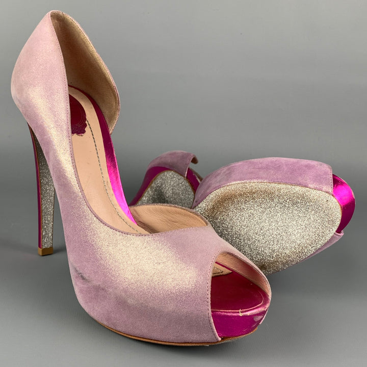 RENE CAOVILLA Talla 11.5 Zapatos de tacón D'Orsay de cuero morado