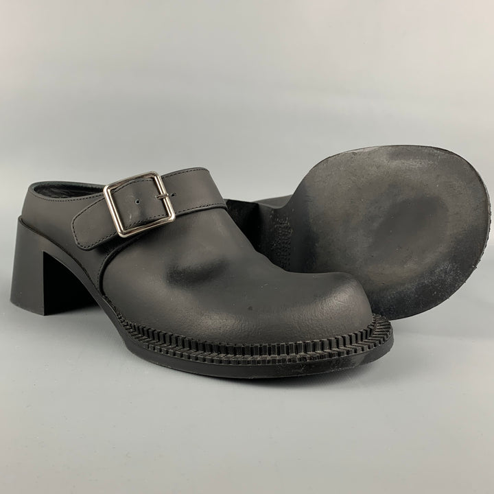 MAISON MARGIELA Size 8 Black Rubberized Leather Clog Boots
