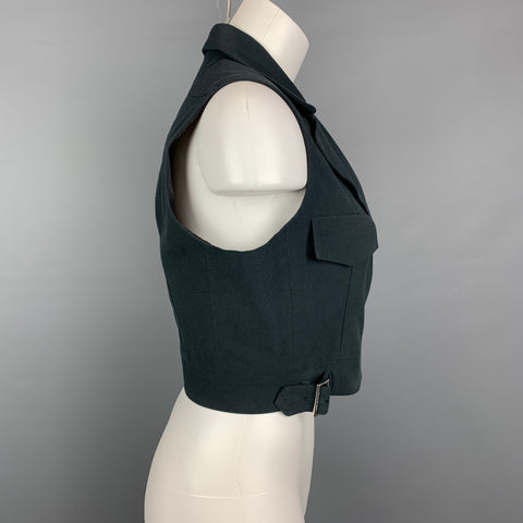 vintage MORGANE LE FAY Taille L Gilet court en coton texturé noir