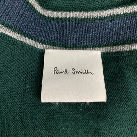 PAUL SMITH Taille L Pull à col en V en laine mérinos vert forêt