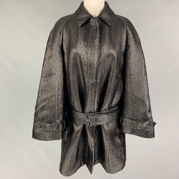VIKTOR &amp; ROLF Abrigo extragrande con cinturón metálico en mezcla de mohair negro talla 4
