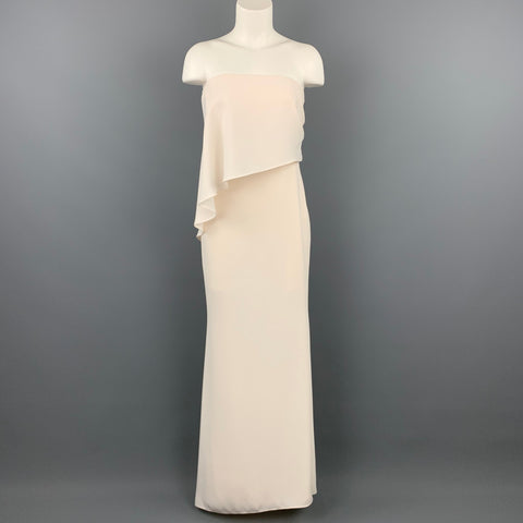 CARMEN MARC VALVO Taille 2 Robe colonne en polyester crème à une épaule