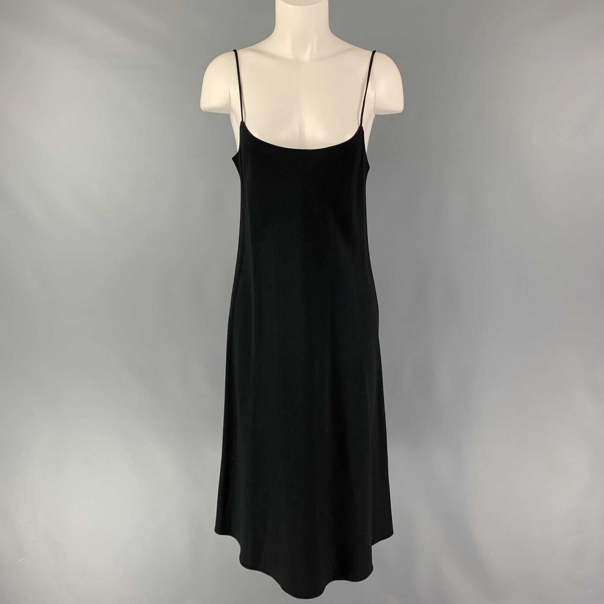 THE ROW Size M Black Acetate Blend Spaghetti Straps Dress Sui