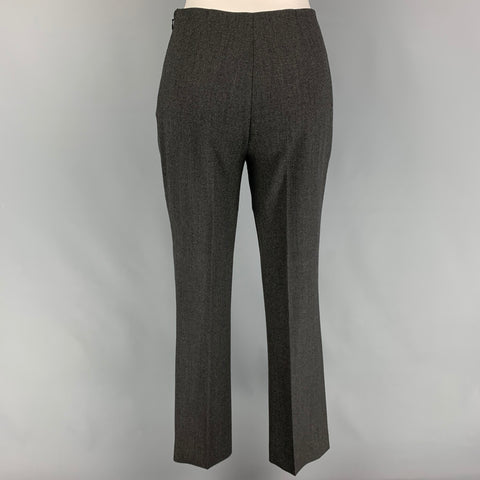 RALPH LAUREN Black Label Taille 2 Pantalon habillé en laine charbon de bois à jambe étroite