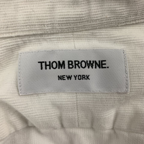 THOM BROWNE Taille S Chemise à manches longues boutonnée en velours côtelé uni blanc