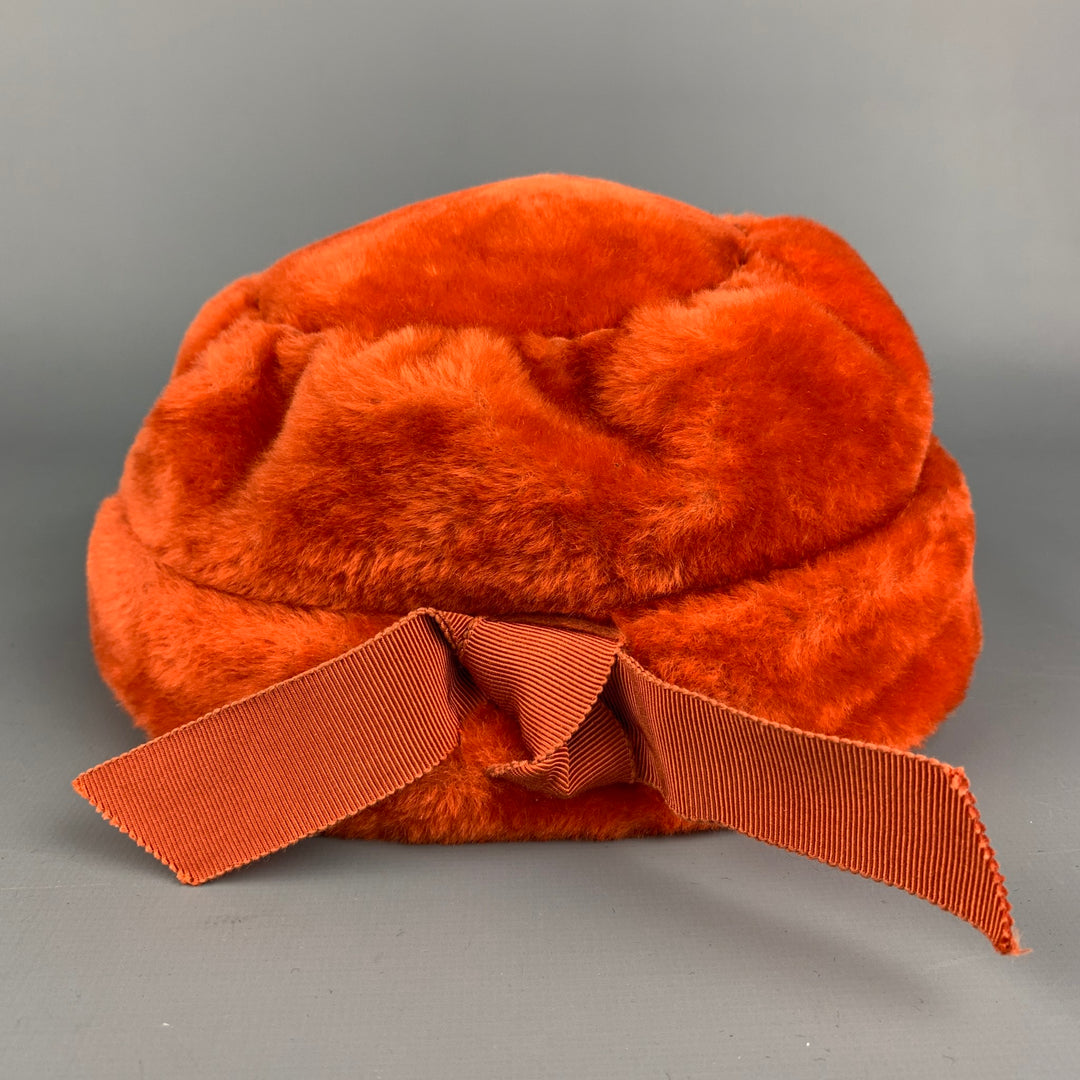 Vintage JOSEPH MAGNIN Orange Felt Round Hat