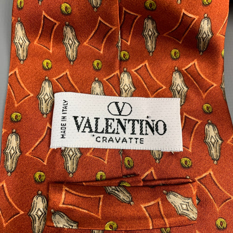 VALENTINO Copper & Cream Satin Silk Tie