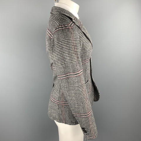 TS (S) Size S Gray Plaid Wool Blend Peak Lapel Sport Coat