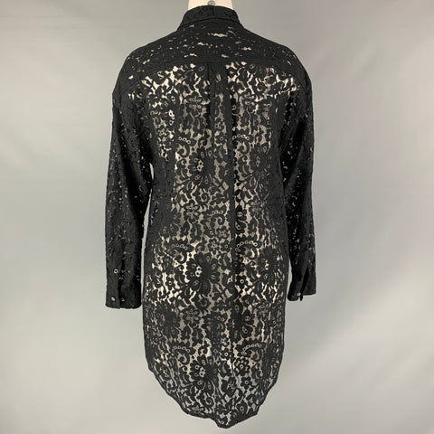 EQUIPMENT Size M Black Nylon & Cotton Lace Button Up Shirt