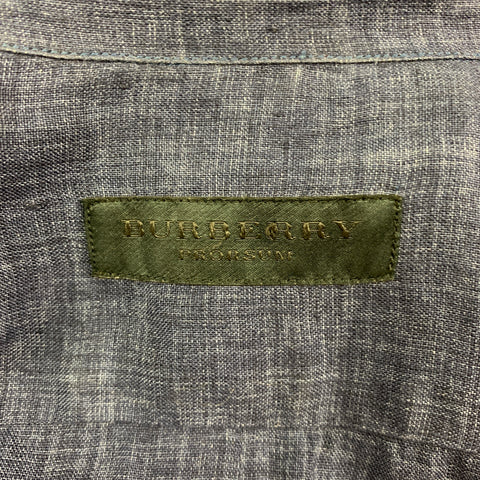 BURBERRY PRORSUM Spring 2014 Size L Navy Blue Linen Shirt