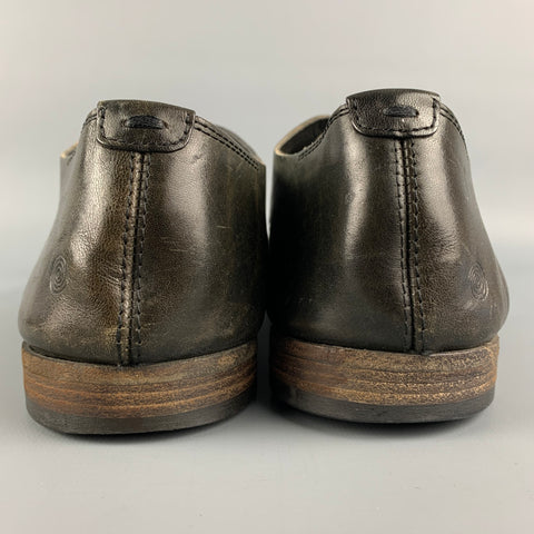 MARSELL Size 10 Olive & Black Color Block Leather Cap Toe Lace Up Shoes