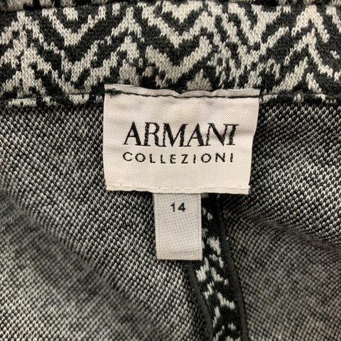 ARMANI COLLEZIONI Size 14 Black White Cotton Blend Jacket Blazer