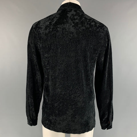 VERSACE CLASSIC Size M Black Velvet Polyester Button Up Long Sleeve Shirt