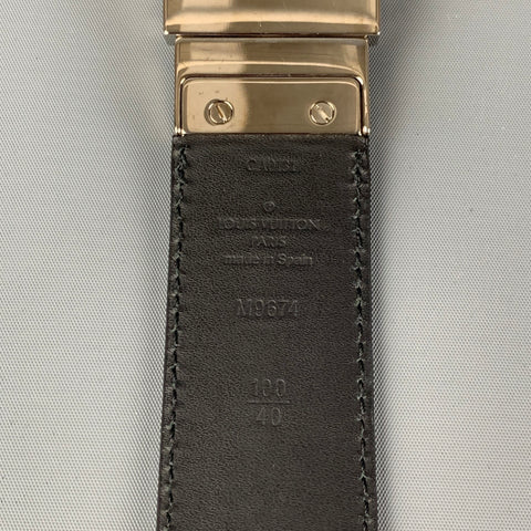 LOUIS VUITTON Size 40 Black Damier Leather Belt