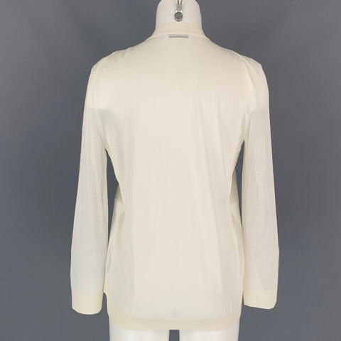JIL SANDER Size 4 Cream Silk / Cotton Cardigan