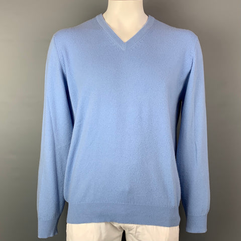 BROOKS BROTHERS Jersey de cachemira con cuello en V azul claro talla XL