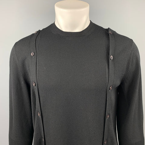 PORTS 1961 Size S Black Knitted Wool Crew-Neck Pullover