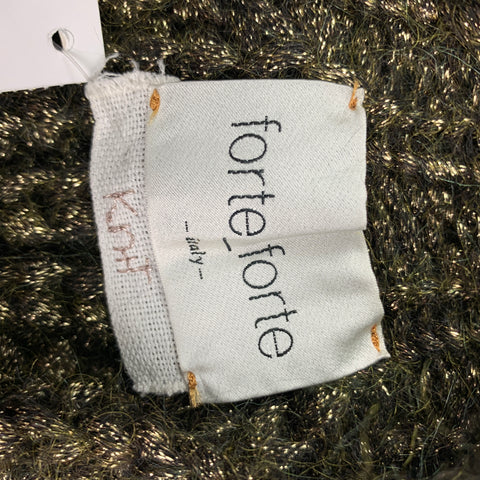 FORTE_FORTE Size S Gold & Black Knitted Mohair Blend Crew-Neck Sweater
