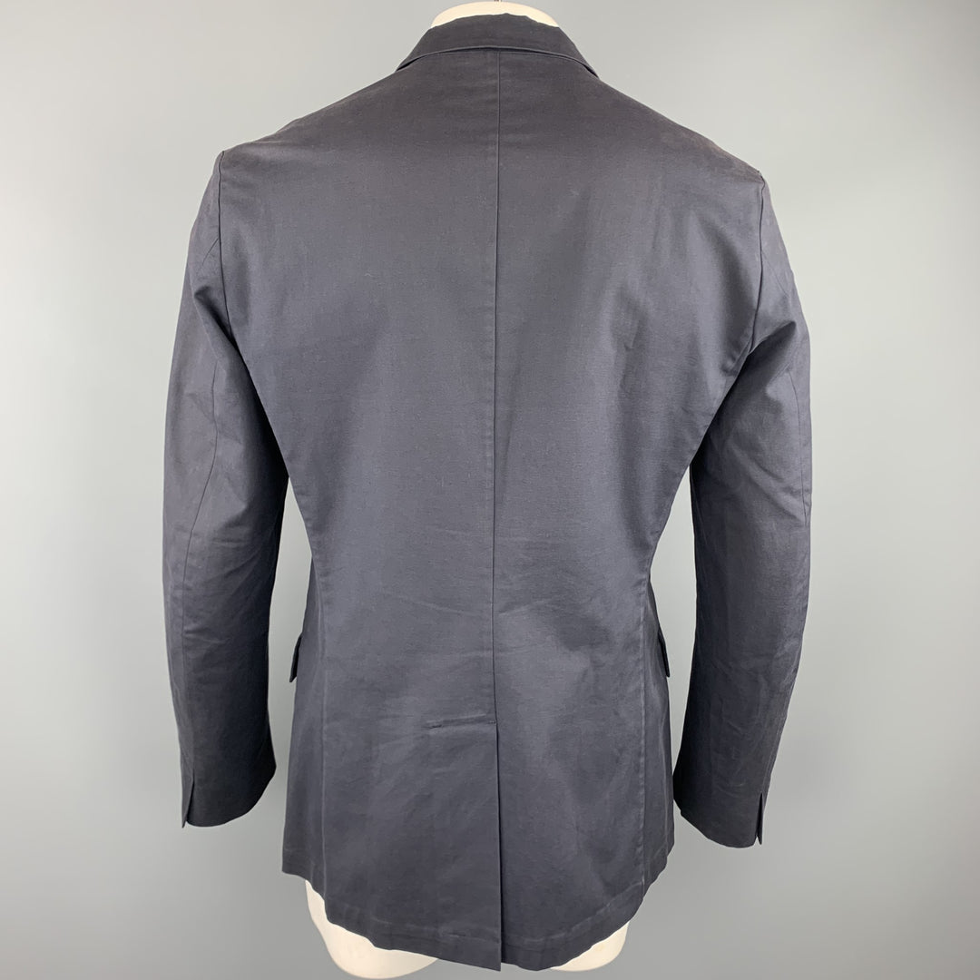 JIL SANDER Size 44 Navy Cotton Blend Notch Lapel Sport Coat
