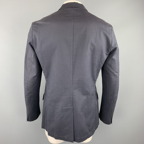 JIL SANDER Size 44 Navy Cotton Blend Notch Lapel Sport Coat