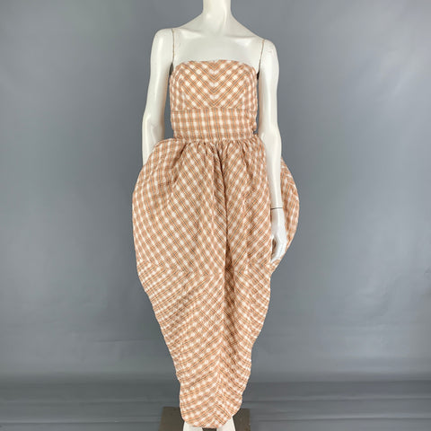 CHRISTOPHER JOHN ROGERS 2007 Vestido midi de fresa de seersucker sin tirantes de mezcla de viscosa multicolor talla 4