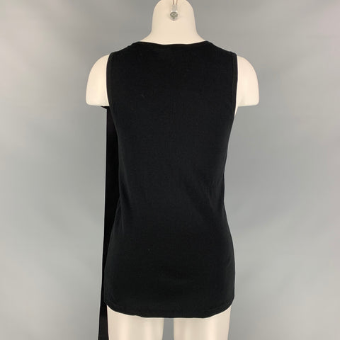 DRIES VAN NOTEN x CHRISTIAN LACROIX SS 20 Size L Black Ribbed Cotton Bow Tank Top