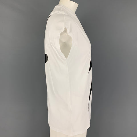 NEIL BARRETT Size M White Black Lighting Bolt Sleeveless T-shirt