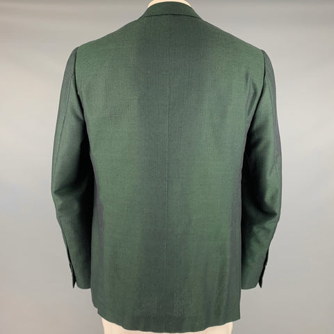 SARTORIO Taille 44 Manteau de sport long à revers cranté en laine de soie verte