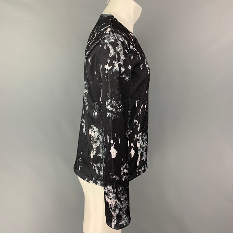 COMME des GARCONS BLACK Size M Black White Splattered Polyester Crew-Neck Pullover