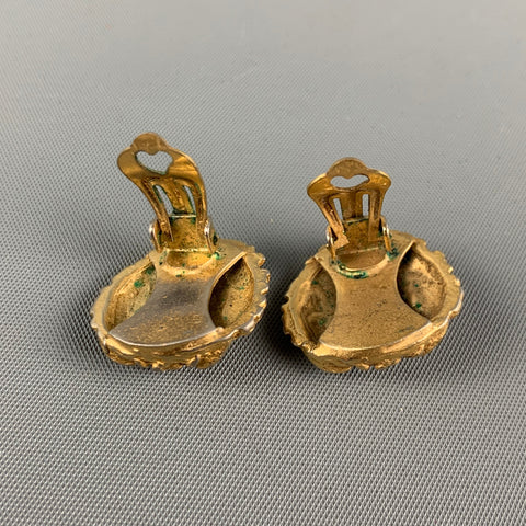 VINTAGE Metal Clip-On Medusa Earrings