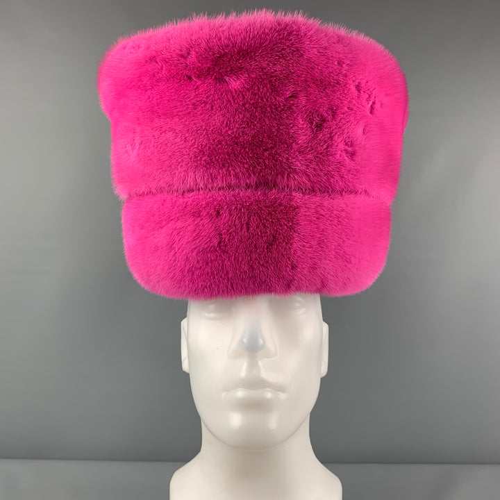 SUZANNE Pink Textured Mink Fur Couture Millinery Hat