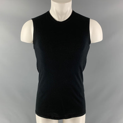 IRO Size XS Black Mesh Cotton Crew-Neck Tank Top