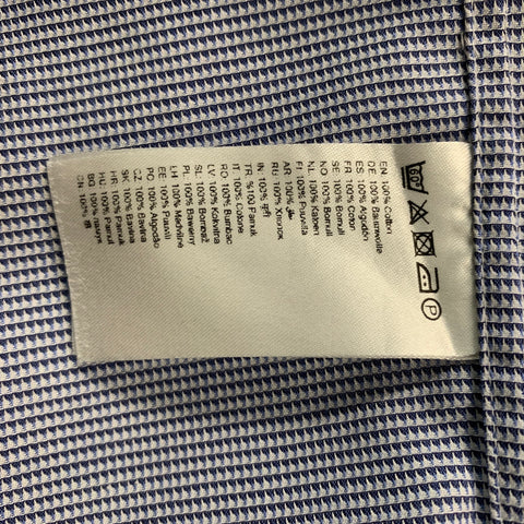 ETON Talla XL Camisa de manga larga con botones de algodón blanco y negro