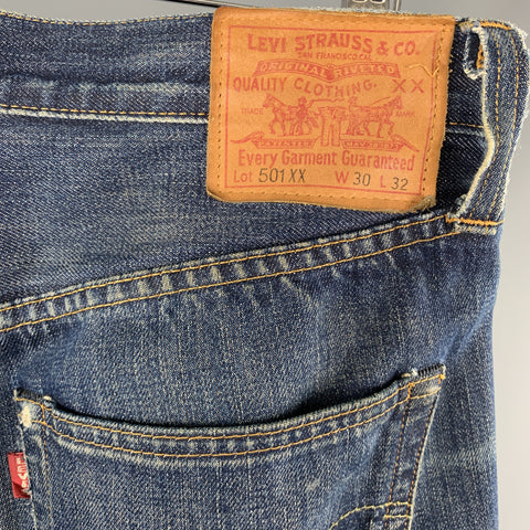 LEVI STRAUSS Size 30 x 32 Wash Indigo Selvedge Denim Zip Fly Jeans