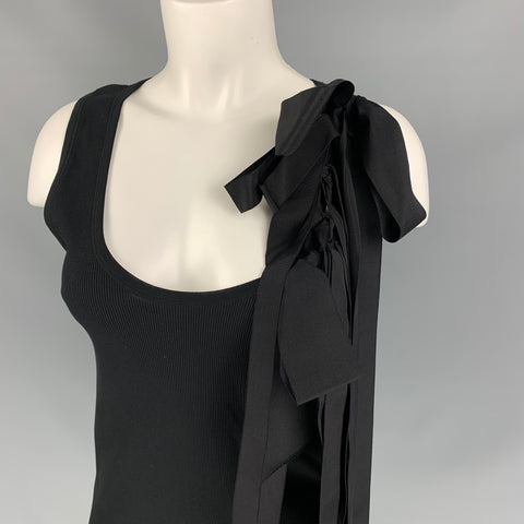 DRIES VAN NOTEN x CHRISTIAN LACROIX SS 20 Size L Black Ribbed Cotton Bow Tank Top